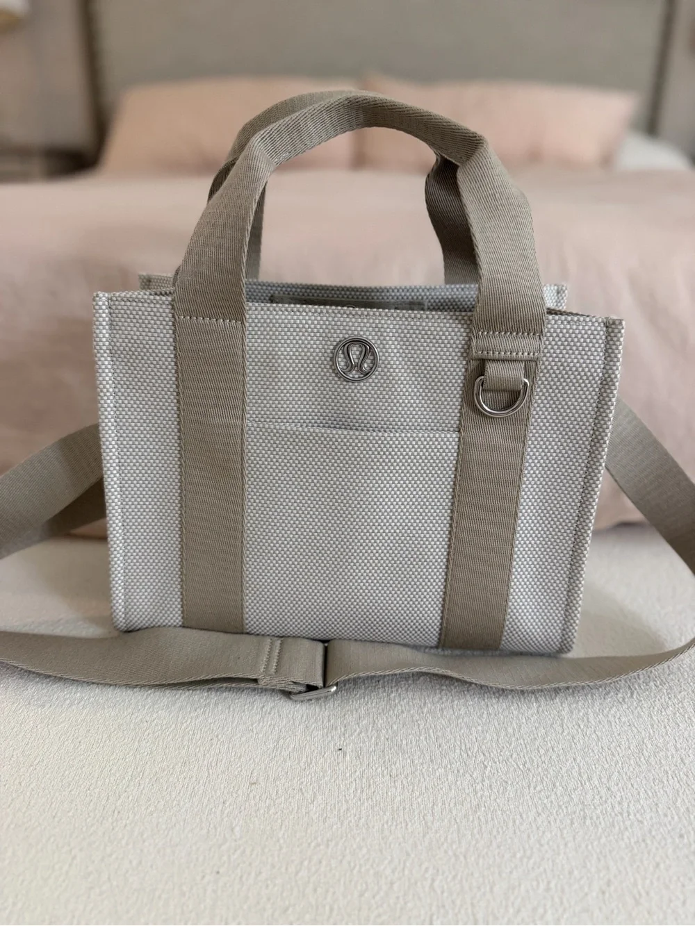 lululemon athletica Light Beige Canvas Mini Tote with Adjustable Strap